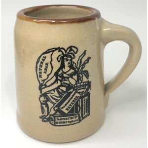 Vintage Monmouth Stoneware Mug Natural Leaf Tobacco Stein American Indian Woman